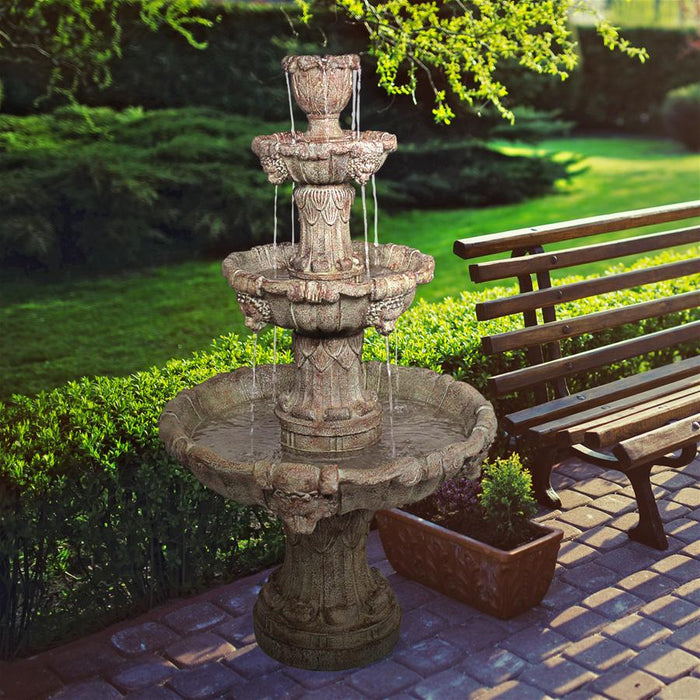 Design Toscano Medici Lion Four-Tier Fountain: Brown Stone Finish