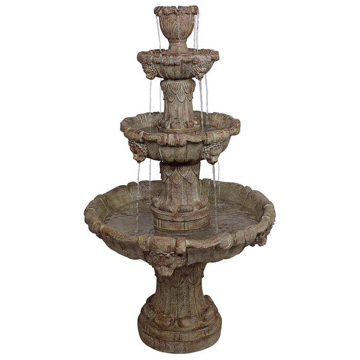 Design Toscano Medici Lion Four-Tier Fountain: Brown Stone Finish