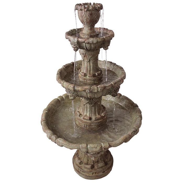 Design Toscano Medici Lion Four-Tier Fountain: Brown Stone Finish