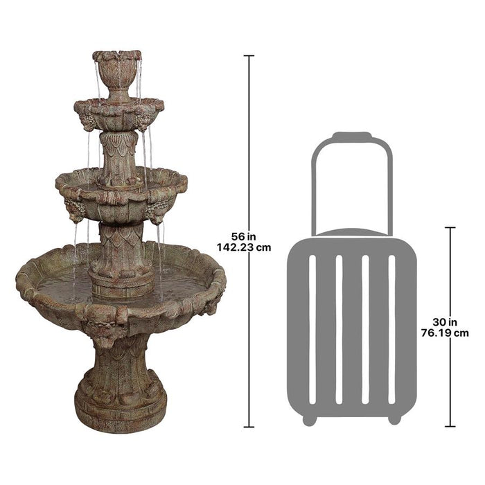 Design Toscano Medici Lion Four-Tier Fountain: Brown Stone Finish