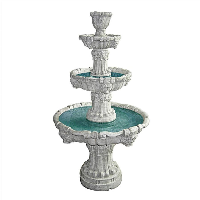 Design Toscano Medici Lion Four-Tier Fountain: Antique Stone Finish