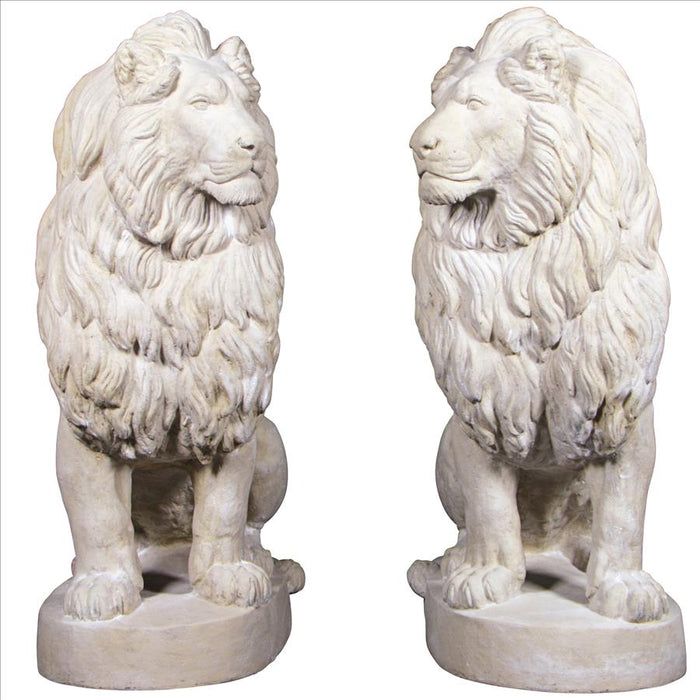 Design Toscano Stately Chateau Lion Sentinel Garden Statues: Set of Left and Right