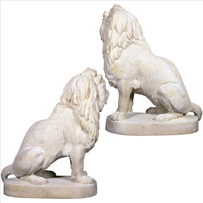 Design Toscano Stately Chateau Lion Sentinel Garden Statues: Set of Left and Right